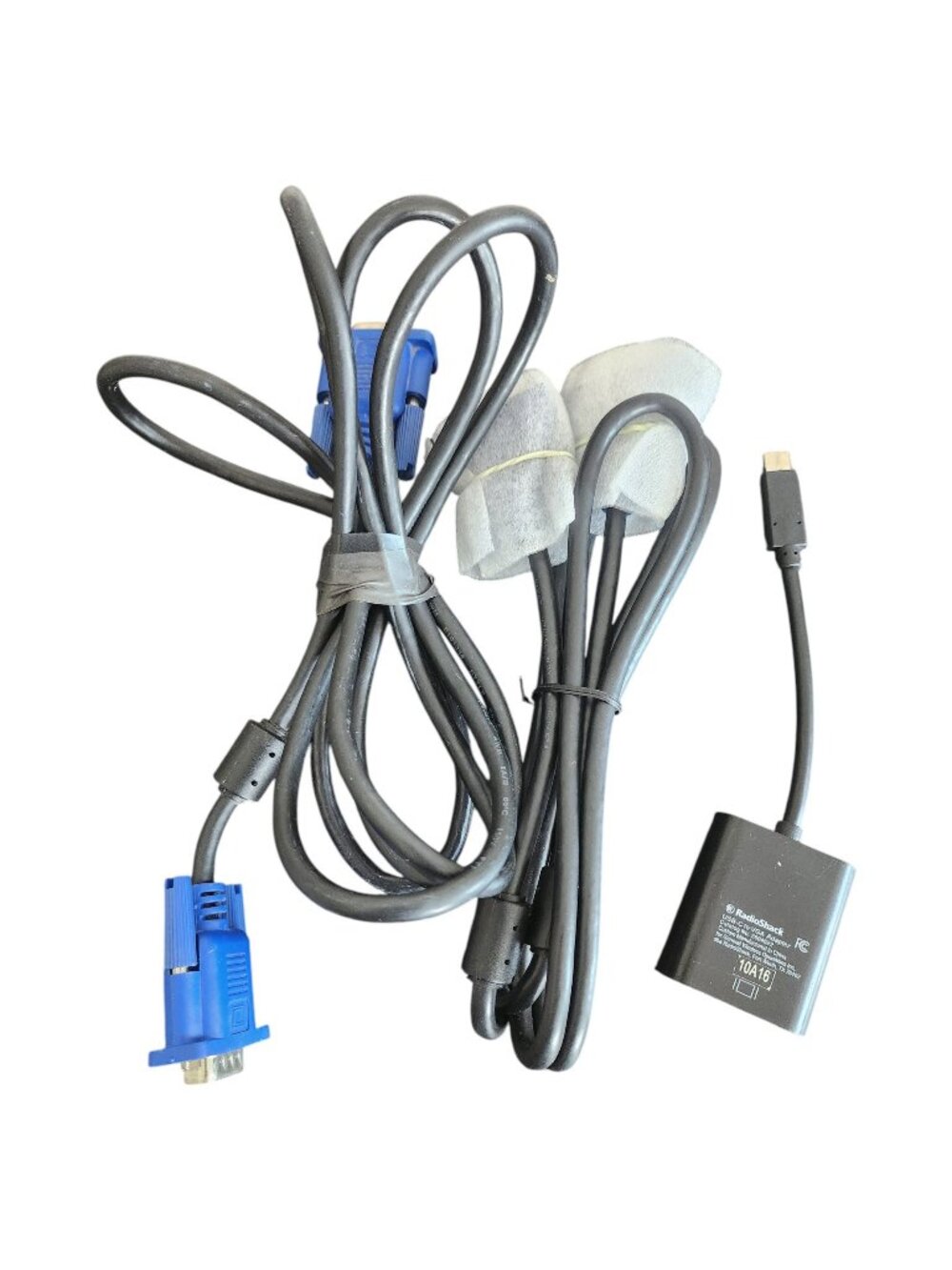 VGA Cable Bundle - 15 Pin Male to Male Blue Connector Black Cable Set of 2 with
